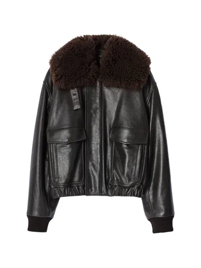 Lemaire Blouson In Shiny Leather In Brown