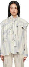 Lemaire Asymmetrical Striped Blouse In Powder Blue