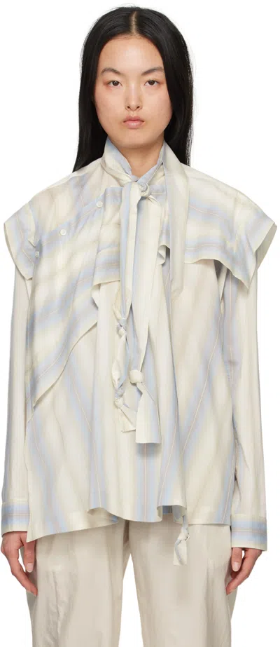 Lemaire Asymmetrical Striped Blouse In Powder Blue