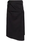 Lemaire Black Twisted Hem Midi Skirt In Blue