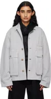 Lemaire Oversized Denim Jacket In Bk948 Snowy Blue Gre
