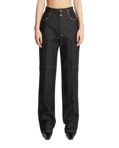 Lemaire Blue Studded Jeans In Black
