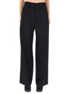 Lemaire Blue Wool-blend Trousers In Black
