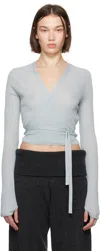 Lemaire Blue Wrapover Cardigan In Bl713 Cloud Blue