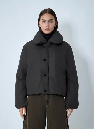 Lemaire Bone Short Padded Coat In Gray