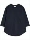 Lemaire Boxy Black Blouse With Round Neckline In Blue