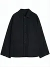 Lemaire Boxy Black Cotton-linen Jacket In Black