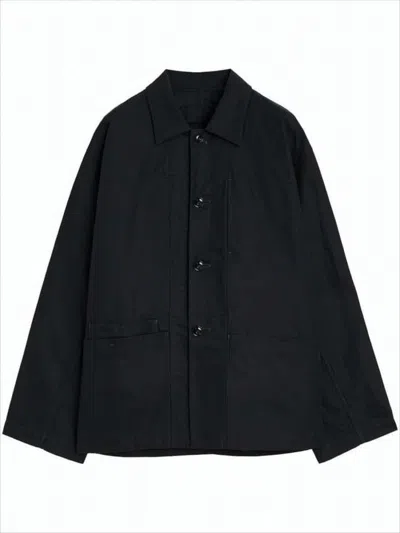 Lemaire Boxy Black Cotton-linen Jacket