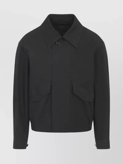 Lemaire Boxy Blouson With Point Collar And Pockets In Black