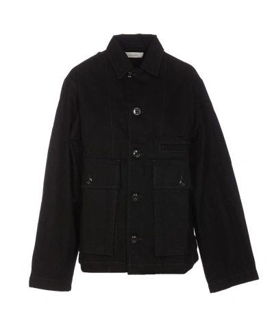 Lemaire Boxy Button-up Shirt Jacket In Nero