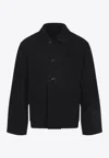 Lemaire Collared Boxy Jacket Front Pockets Stitching In Black