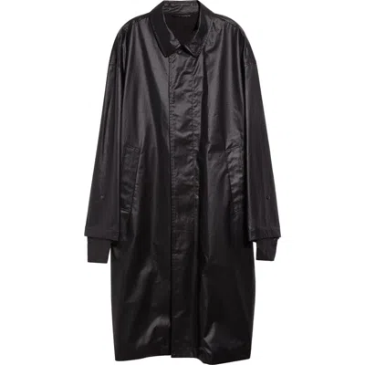 Lemaire Boxy Coated Water Repellent Rain Coat In Ash Black