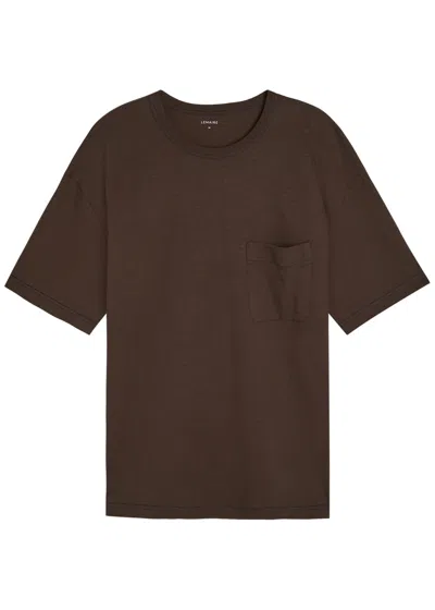 Lemaire Short-sleeved Boxy T-shirt In Heavy Jersey In Brown