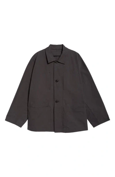 Lemaire Boxy Cotton Workwear Jacket In Anthracite Brown