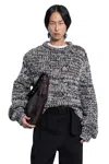 Lemaire Wool-blend Melange Sweater In Black