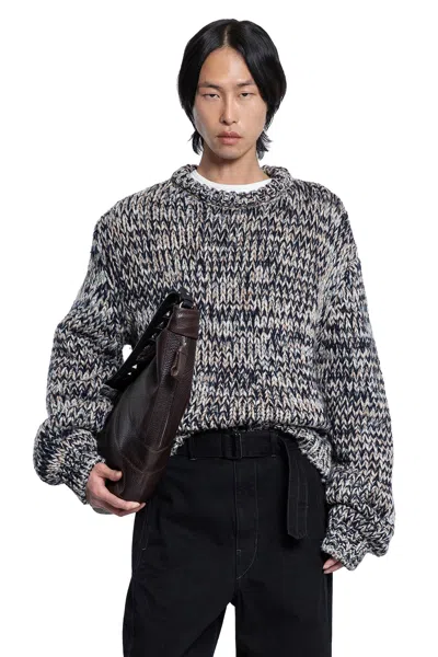 Lemaire Boxy Crewneck Sweater In Black
