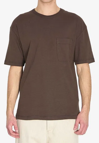 Lemaire Boxy Crewneck T-shirt In Brown