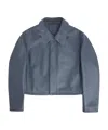 Lemaire Boxy Cropped Jacket In Blue
