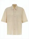 Lemaire Boxy-cropped Short-sleeved Shirt With Dual Chest Pockets In Neutral