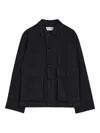 Lemaire Collared Boxy Jacket Front Pockets Stitching In Black