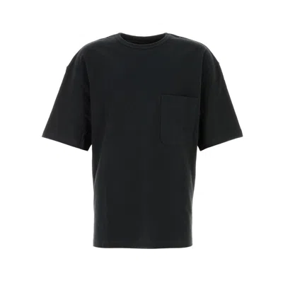 Lemaire Boxy-fit Black T-shirt With Chest Pocket In Bk999 Black