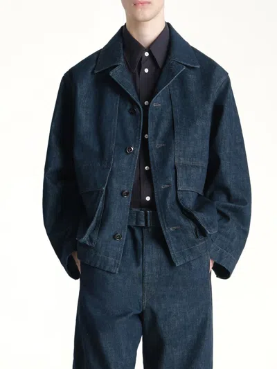 Lemaire Boxy Heavy Jacket In Indigo