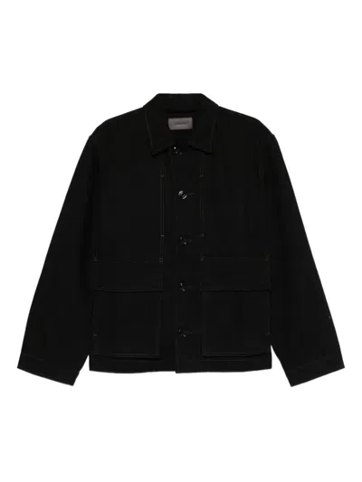 Lemaire Boxy Jacket Heavy Broken Twill Oversized Jacket In Black
