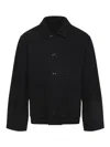 Lemaire Collared Boxy Jacket Front Pockets Stitching In Black