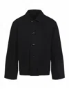 Lemaire Collared Boxy Jacket Front Pockets Stitching In Black