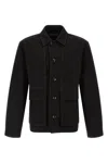 Lemaire Collared Boxy Jacket Front Pockets Stitching In Blue
