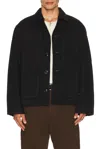 Lemaire Boxy Cropped Seam Detail Jacket In Black