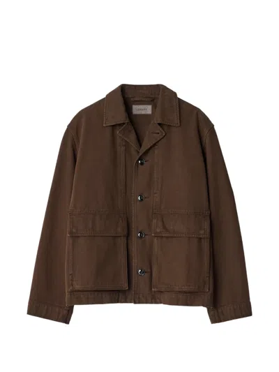 Lemaire Boxy Jacket In Heavy Garment-dyed Broken Twill In Brown