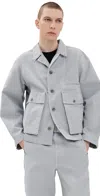 Lemaire Oversized Overshirt In Snowy Blue Grey