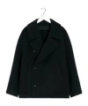 Lemaire Double Breasted Boxy Peacoat Side Pockets In Black