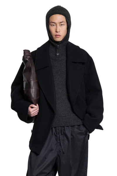 Lemaire Boxy Peacoat In Black