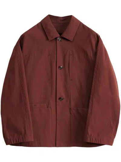 Lemaire Boxy Shirt Jacket In Br401 Chocolate Fond