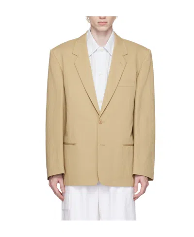 Lemaire Boxy Single-breasted Blazer In Nude
