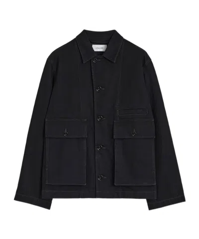 Lemaire Boxy Single Breasted Denim Jacket In Black