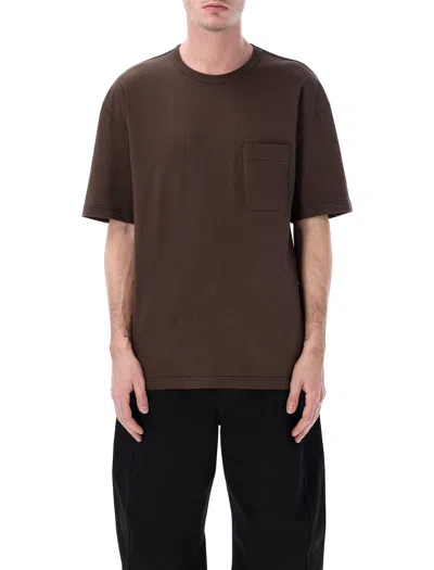 Lemaire Short Sleeve T Shirt Crew Neck Pocket In Brown