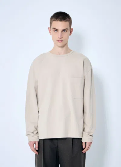 Lemaire Cotton And Linen Jersey T-shirt In Beige