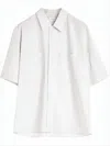 Lemaire Boxy White Short-sleeve Shirt With Classic Collar In White