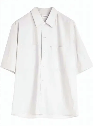 LEMAIRE BOXY WHITE SHORT-SLEEVE SHIRT WITH CLASSIC COLLAR