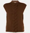 Lemaire Braided Wool-blend Sweater Vest In Brown