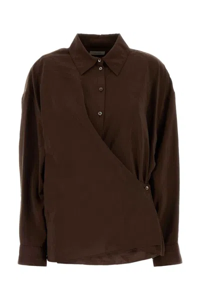 Lemaire Chocolate Silk Blend Shirt In Brown