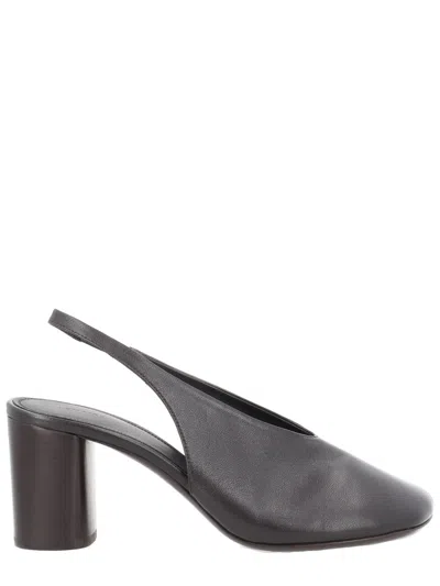 Lemaire Brown Lambskin Heels In Black