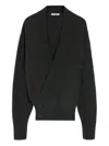 Lemaire Hooded Wrap Cardigan Button Detail In Black
