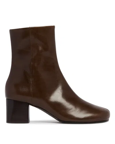 Lemaire Brown Anatomic Ankle Boots In Burgundy