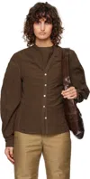 Lemaire Brown Asymmetrical Fitted Blouse In Br486 Dark Acajou