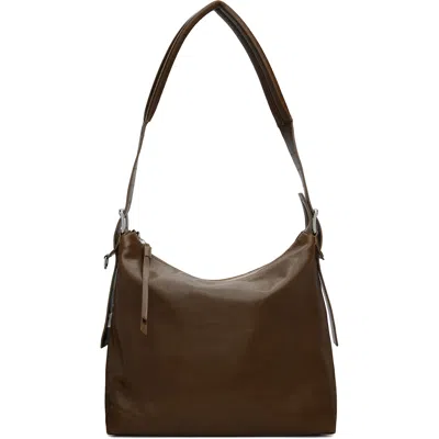 Lemaire Brown Belted Leather Bag In Gr211 Dark Bronze