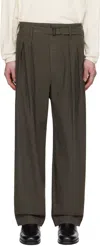Lemaire Cotton Trousers With Back Pockets And Pleated Front In Br449 Dark Brown